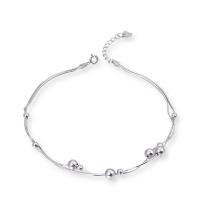 Faisean Sterling Silver Anklet, 925 Sterling Silver, platanam plátáilte, jewelry faisin & do bhean, bán, 265mm, Díolta De réir PC