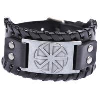 Lederen koord armband, Leer, met Zinc Alloy, plated, mode sieraden & uniseks, meer kleuren voor de keuze, Verkocht door PC