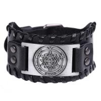 Läderrem Armband, Läder, med Zink Alloy, Hexagram, plated, mode smycken & Unisex, fler färger för val, Säljs av PC