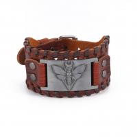 Lederen koord armband, Leer, met Zinc Alloy, Insect, plated, punk stijl & uniseks, meer kleuren voor de keuze, 50x26mm, Lengte Ca 9.25 inch, Verkocht door PC