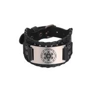 Lederen koord armband, Leer, met Zinc Alloy, punk stijl & voor de mens, meer kleuren voor de keuze, 37mm, Lengte Ca 7.4-9.4 inch, Verkocht door PC