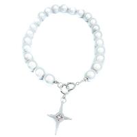 Plast pärlhalsband, med zinklegering hänge & Plast Pearl, Cross, för kvinna & med strass, Längd Ca 16.9 inch, Säljs av PC