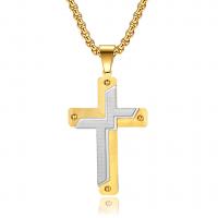 Titan stål halsband, Cross, för människan, fler färger för val, 37x58mm, Längd Ca 23.62 inch, Säljs av PC