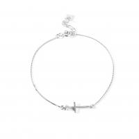 925 Sterling Zilver Armband, platinum plated, voor vrouw, Lengte Ca 7.48 inch, Verkocht door PC