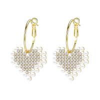 Sinc Alloy Earrings, le Pearl Plaisteacha, jewelry faisin & do bhean, 26x47mm, Díolta De réir Péire