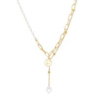 Kunststof parel ketting, Zinc Alloy, met Plastic Pearl, met 6.5 extender keten, plated, mode sieraden & voor vrouw, 1.2x1.5cmu30011.8x5.5cm, Lengte 42.5 cm, Verkocht door PC