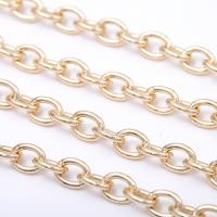 Messing Oval Chain, 14K vergulde, DIY, nikkel, lood en cadmium vrij, 6mm, Verkocht door m