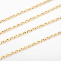 Латунь ожерелье цепь, 14K плакирование железом, DIY & Цепной ящик, не содержит никель, свинец, 1mm, продается м