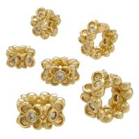 Brass Spacer Beads Flower plated DIY & micro pave cubic zirconia nickel lead & cadmium free Sold By PC