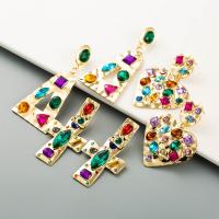 Strass Earring, Zinc Alloy, verschillende stijlen voor de keuze & voor vrouw & met strass, gouden, nikkel, lood en cadmium vrij, 40x60mm, Verkocht door pair