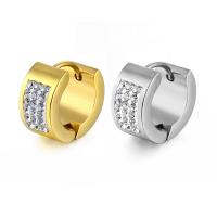 Huggie Orecchino ad anello, 316L acciaio inox, lucidato a mano, gioielli di moda & unisex & con strass, nessuno, 7x9mm, Venduto da PC