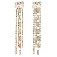 Fashion Fringe Oorbellen, Zinc Alloy, plated, mode sieraden & voor vrouw & met strass, meer kleuren voor de keuze, nikkel, lood en cadmium vrij, 16x87mm, Verkocht door pair