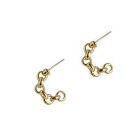 Pendientes de Perno en Latón, metal, Letra C, 18K chapado en oro, Joyería & para mujer, dorado, libre de níquel, plomo & cadmio, 20mm, Vendido por Par