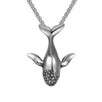 Collier d'acier titane, Baleine, bijoux de mode & pour homme, couleur originale, 52.10x39.60mm, Longueur Environ 23.6 pouce, Vendu par PC