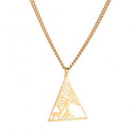 Titanium Steel Necklace Triangle Vacuum Ion Plating Unisex & hollow Length Approx 23.6 Inch Sold By PC