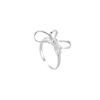 925 Sterling Silver Finger Rings Bowknot platinum plated Adjustable & for woman original color Sold By PC