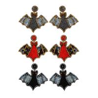 Bijoux boucles d'oreilles, Seedbead, avec Paillettes & Microfibre PU, Chauve-souris, Halloween Design & pour femme, plus de couleurs à choisir, 63x60mm, Vendu par paire