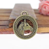 Zinc Alloy Animal Pendler, Hest, antik bronze farve forgyldt, du kan DIY & hule, nikkel, bly & cadmium fri, 25mm, Solgt af PC