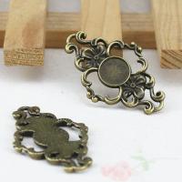 Zinc Alloy vedhæng Cabochon Setting, Flower, antik bronze farve forgyldt, du kan DIY & hule, nikkel, bly & cadmium fri, 42x27mm, 10mm, Solgt af PC