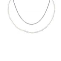 Collar de perlas de plástico, aleación de zinc, con Perlas plásticas, Doble capa & Joyería & para mujer, libre de níquel, plomo & cadmio, longitud aproximado 30.71 Inch, Vendido por UD