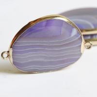 Agate-forbindelse, blonde agat, med Messing, guldfarve belagt, du kan DIY & 1/1 løkke, flere farver til valg, 35x43mm, Solgt af PC