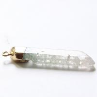 Naturlig Quartz Vedhæng, Clear Quartz, med Messing, forgyldt, Unisex, flere farver til valg, 6x37mm, Solgt af PC