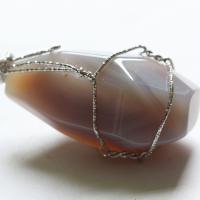 Ciondoli gioielli in Agata, agate, with ottone, placcato color argento, unisex, nessuno, 34x70mm, Venduto da PC