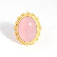 Natural Bague Quartz, alliage de zinc, avec quartz rose, Placage de couleur d'or, Réglable & pour femme, doré, protéger l'environnement, sans nickel, plomb et cadmium, 22x10x27mm, Vendu par PC