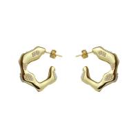 Pendientes de Perno en Latón, metal, con Perlas plásticas, Letra C, 18K chapado en oro, Joyería & para mujer, dorado, libre de níquel, plomo & cadmio, 25mm, Vendido por Par