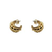 Boucle d'oreille Creole cerceau laiton, Lettre C, Plaqué or 18K, bijoux de mode & pour femme, doré, protéger l'environnement, sans nickel, plomb et cadmium, 17mm, Vendu par paire