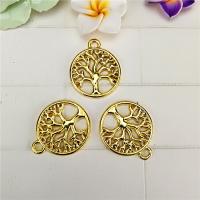 Zinc Alloy Hollow Pendler, Tree of Life, guldfarve belagt, du kan DIY & hule, nikkel, bly & cadmium fri, 20mm, Solgt af PC