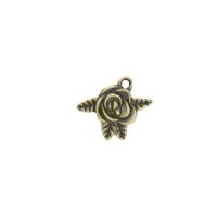 Zinc Alloy Flower Pendler, Rose, antik bronze farve forgyldt, du kan DIY & dobbeltsidet, nikkel, bly & cadmium fri, 19x17mm, Solgt af PC