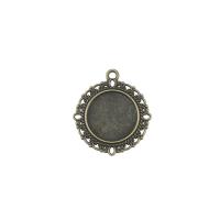 Zinc Alloy vedhæng Cabochon Setting, Runde, antik bronze farve forgyldt, du kan DIY & hule, nikkel, bly & cadmium fri, 32x35mm, 20x20mm, Solgt af PC