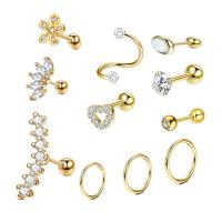 Gioielleria da Piercing orecchio in acciaio inox, 304 acciaio inox, unisex & Micro spianare cubic zirconia & cavo, nessuno, 1.2x6mm, 1.2x8mm, 1.2x10mm, Venduto da set