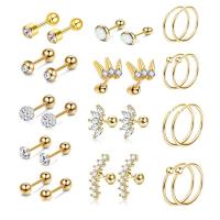 Stainless Steel Uho piercing nakit, 304 nehrđajućeg čelika, bez spolne razlike & micro utrti kubni cirkonij, više boja za izbor, 1.2x6mm, 6mm, 8mm, Prodano By Set