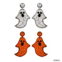 Seedbead Boucle d'oreille goutte, avec Microfibre PU & cristal, fantôme, Halloween Design & pour femme, plus de couleurs à choisir, 40x65mm, Vendu par paire