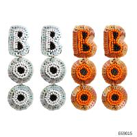 Seedbead Boucle d'oreille goutte, avec Paillettes & Microfibre PU, Lettre d’alphabet, Halloween Design & pour femme, plus de couleurs à choisir, 25x75mm, Vendu par paire