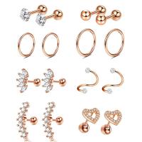 Bijoux de piercing d'oreille en acier inoxydable, Acier inoxydable 304, unisexe & pavé de micro zircon, plus de couleurs à choisir, 1.2x6mm, 1.2x8mm, Vendu par fixé