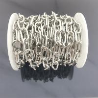 Stainless Steel Nekclace Chain, 304 roestvrij staal, gepolijst, DIY, oorspronkelijke kleur, 7x13mm, 5m/Lot, Verkocht door Lot