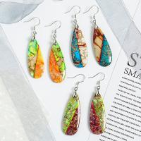 Natural Gemstone Earrings Ammolite Teardrop for woman Sold By Pair