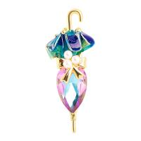 Crystal broche, Zinc Alloy, met Kristal & Plastic Pearl, Paraplu, gold plated, voor vrouw, meer kleuren voor de keuze, nikkel, lood en cadmium vrij, 16x40mm, Verkocht door PC