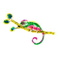 Glazuur broche, Zinc Alloy, Chameleon, gold plated, voor vrouw, meer kleuren voor de keuze, nikkel, lood en cadmium vrij, 63x30mm, Verkocht door PC