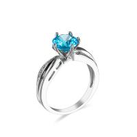 Kubisk Zircon Mässing Finger Ring, med Cubic Zirconia, platinerade, olika storlek för val & för kvinna & fasetterad, syra blå, nickel, bly och kadmium gratis, Säljs av PC