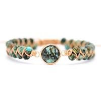 Turquoise na hAfraice Bracelet, le Corda terylene & Sinc Alloy, Babhta, dath an óir plated, unisex & inchoigeartaithe, dathanna níos mó le haghaidh rogha, Fad 7.1 Inse, Díolta De réir PC