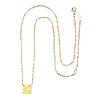 Kubieke Zirkoon Micro Pave Brass Ketting, Messing, met 2 extender keten, Square, plated, voor vrouw & met zirkonia, meer kleuren voor de keuze, nikkel, lood en cadmium vrij, 10x10mm, Lengte 15.7 inch, Verkocht door PC