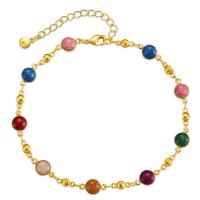 Resin armbanden, Messing, met Hars, met 1.97inch extender keten, 18K verguld, mode sieraden & voor vrouw & glazuur, nikkel, lood en cadmium vrij, Lengte Ca 6.7 inch, Verkocht door PC