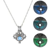 luminated Ketting, Zinc Alloy, met Nacht-licht + steen, spook, platinum plated, mode sieraden & uniseks, meer kleuren voor de keuze, nikkel, lood en cadmium vrij, 23x30mm, Lengte 45 cm, Verkocht door PC