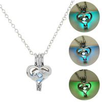 luminated Ketting, Zinc Alloy, met Nacht-licht + steen, met 5cm extender keten, Hart, platinum plated, mode sieraden & verstelbaar & voor vrouw, meer kleuren voor de keuze, nikkel, lood en cadmium vrij, 17x26mm, Lengte 45 cm, Verkocht door PC