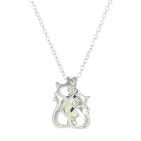 luminated Ketting, Zinc Alloy, met Nacht-licht + steen, met 5cm extender keten, Kat, platinum plated, mode sieraden & verstelbaar & voor vrouw, meer kleuren voor de keuze, nikkel, lood en cadmium vrij, 18x24mm, Lengte 45 cm, Verkocht door PC