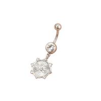 Rustfrit stål Belly Ring, 304 rustfrit stål, mode smykker & for kvinde & med rhinestone, platin farve, 16x42mm, Solgt af PC